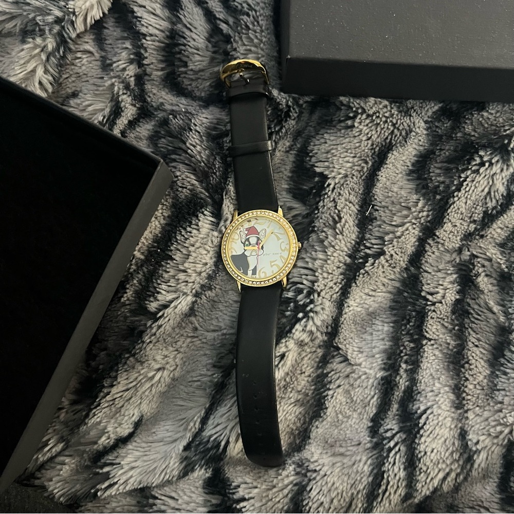 Betsey Johnson Black and Gold Women's Watch